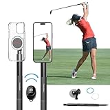 PrecisionMaster Golf Monopod Stick, Record Golf Swing with Magnetic Phone Holder & Bluetooth Control, Adjustable Tripod with Spike, Golf Swing Training, Compatible with Gopro Insta