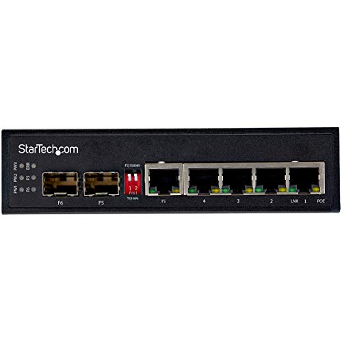 StarTech.com Industrial 5 Port Gigabit Ethernet Switch 5 PoE RJ45 +2 SFP Slots 30W PoE+ 48VDC 10/100/1000 Power Over Ethernet LAN Switch -40C to 75C with DIN Connector/Mountable (IES1G52UPDIN) - Image 3
