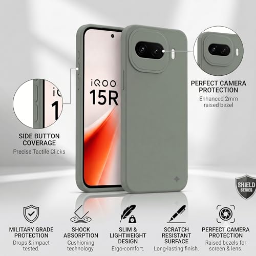 Image of FIRST MART Matte Silicone Back Cover for iQOO 15R - Green