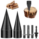2 Stück Holzspalter Bohrer 42+32mm Bohrkegel Holzspalter Extra Scharf & Rutschfest, Holzspalter Schraube Kegel Set mit 4 Griffe für Bohrmaschine Brennholz Spalten Camping Garten DIY