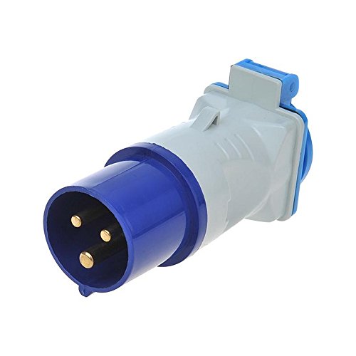 ProPlus 373519 CEE Adapter auf Schuko Steckdose 16A – Für Camping, Caravan, Wohnmobil und Boot – IP44 – Blau – Ansicht 2