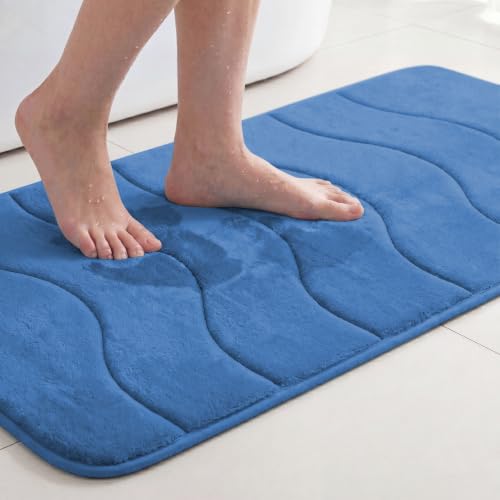 Flamingo P Royal Blue Bath Mat 20x32 Quick Dry Washable Memory Foam