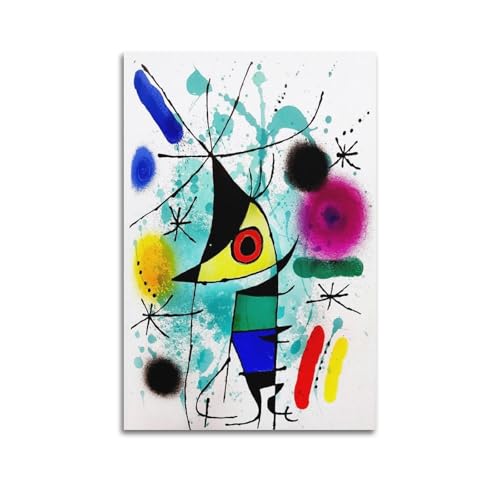 Toile Joan Miro Le poisson chantant KANGZENG - Décoration murale moderne 60x90 cm