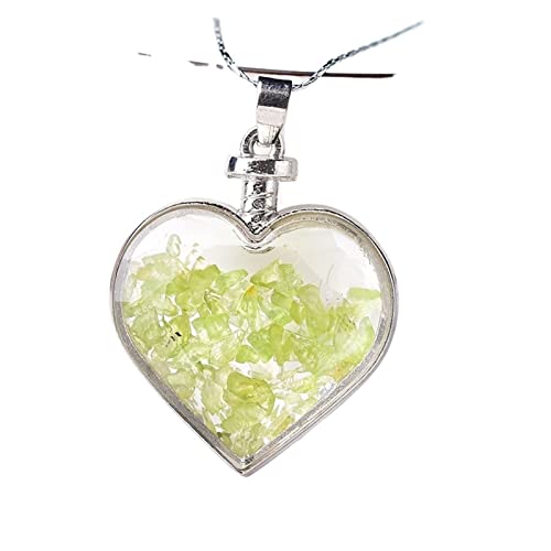 GENGGENG YEJIANGHUA 1PC Fashion Simple Crystal Glass Pendant Heart Ladies Jewelry Rose Quartz Amethyst Mineral Fit For Women Jewelry Couple Gift Natural (Color : Olivine)