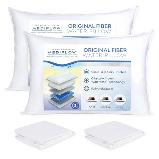 Mediflow Fiber: The First & Original Water Pillow, clinically Proven to Reduce Neck Pain & Improve Sleep. Therapeutic, Ideal for People Looking for Proper Neck Support