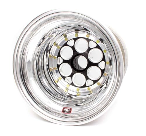 Weld Racing Wheel, 42 Spline Magnum, 15 x 15 in, 5.000 in Backspace, 42 Spline, Bead Lock, Aluminum, Black Anodize/Polished, Each