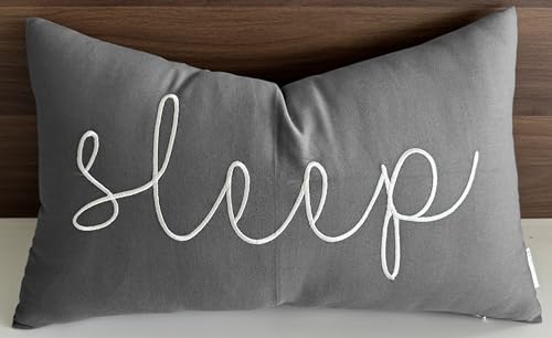 EURASIA DECOR Sleep Embroidered Decorative Lumbar Accent Throw Pi...