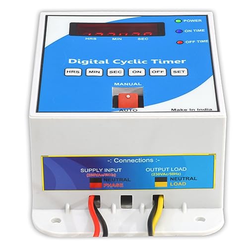 Image of Magnus M-1122 Digital Programmable Cyclic Timer Switch, 230V AC, Auto Start & Stop Repeating Countdown Timer for Foggers, Hydroponics Pumps & EV Chargers