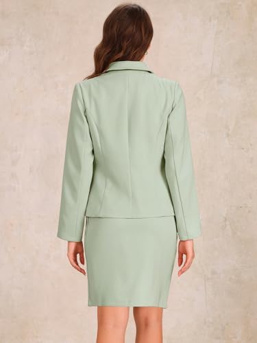 Image of Allegra K Women 2 Piece Skirt Set Suit Business Blazer and Pencil Skirt Office Work Interview Church Outfits