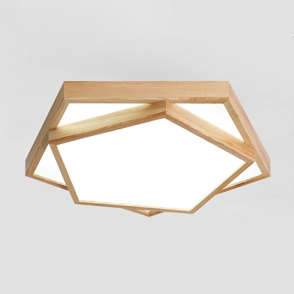 Nowoczesna Sufitowa Led, Drewniana Sufitowa, Oświetlenie Sufitowe O Geometrycznym Kształcie Z Akrylowym Abażurem Do Sypialni I Pralni, Półpłaska Oprawa Sufitowa/3000 Tys./35 Cm