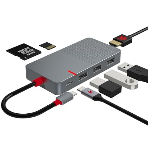 ANYPLUS USB C Hub, 7 in 1 Laptop Docking Station，USB Verteiler with 4K HDMI, 3 Ports USB 3.0, TF/SD Kartenleser, 100W PD Ladegerät, USB Hub für Ma
