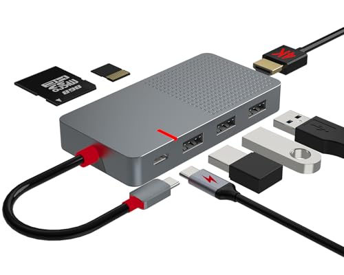 ANYPLUS USB C Hub, 7 in 1 Laptop Docking Station，USB Verteiler with 4K HDMI, 3 Ports USB 3.0, TF/SD Kartenleser, 100W PD Ladegerät, USB Hub für MacBook Pro Air HP XPS Steam Deck Dell Lenovo