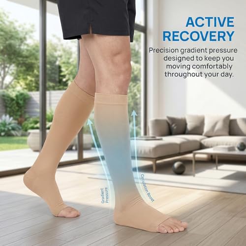 Image of MGANG Knee High Compression Socks 20-30mmHg, Varicose Veins, Short Length