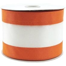 Homeford Stripe Sport Theme Wired Ribbon, 2-1/2-inch, 10-Yard, Orange/White