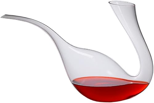 Decantador de vino, jarra de vino de cisne de 67.6 fl oz, hecha a mano, sin plomo, jarra de vino de cristal, regalo único, accesorios de vino