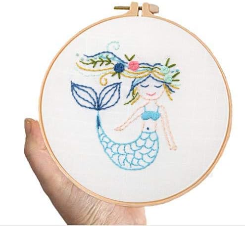 Embroidery Starter Kit Beginners Kit Including Cloth, Instructions, Embroidery Hoop, Color Threads and Embroidery Scissors for Adults and Kids(Legend of The Sea)