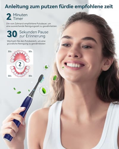 Elektrische Zahnbürste Schallzahnbürste für Erwachsene - Whitening Ultraschall Zahnbürste...