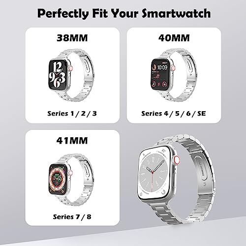 MoKo Slim Metal Band Compatible with Apple Watch Series 11/10 42mm, 9/8/7 41mm, SE3/SE2/SE/6/5/4 40mm, 3/2/1 38mm - Image 2