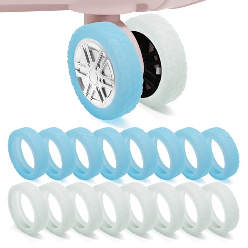 XYOFUN 16Pcs Suitcases Wheel Covers, Protection Cover for Most 8 Spinner Carry On tire, Noise Reducing & Anti-Scratch Luggage Wheel Protectors(Multicolor)