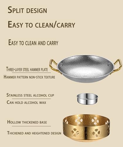 Tri-Ply Stainless Steel Paella Pan - Nonstick Seafood & Lobster Cookware, Perfect for Outdoor Camping, Parties & Gatherings - Durable, Easy to Clean, Versatile Cooking Essential