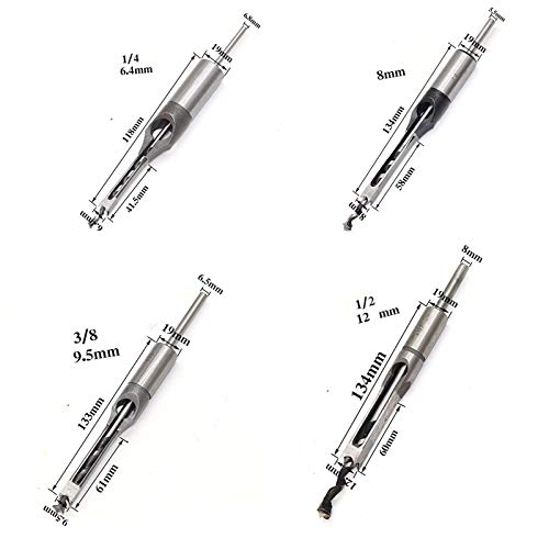 Bqkkwin Square Hole Drill Bit, 1Pcs Woodworking Mortiser Square Drill Bits, Spiral Drill Bits Kits Mortise Press, Wood Drill Set Space Hole Drill (1/4,6.4Mm) #TOP3