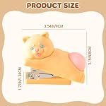 Honagu Cute Stapler, Cartoon Stéréoscopique Silicone Stapleur, Papeterie de bureau Cadeau pour les enseignants d'élèves (chat jaune)
