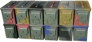 M2A1 50 Cal Ammo Can Grade 2 (Pack of 12) - Empty Ammo Organizer for Ammo Storage - Various Stenciling Ammo Cases for Storage w/Powder Coating, Steel, Aluminum - Ideal Military Grade Storage - Ammo Can Man