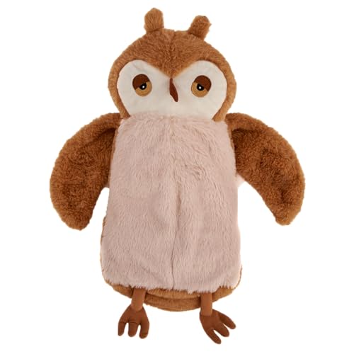 K Collection 3D Novelty Hot Water Bottle with Removable Cover - Owl Design - Soft Plush Cover - Premium Natural Rubber