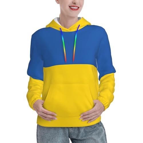 Sweat à capuche Ukraine pour femme avec motif graphique et poche kangourou confortable