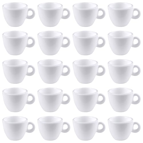 AUEAR, 20 Pack Mini Coffee Cup Plastic Miniatures White Mug