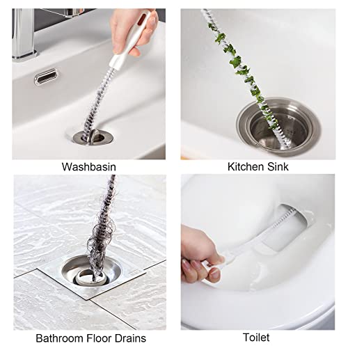 KEYRI 3 Stück Reinigungsbürsten für Abwasserkanäle Flexible Abflussreinigungsbürste Rohrreiniger Haare Entferner Drain Reinigungsbürste für Küchen,Badezimmer,Entfernen Langer Haare, 45 cm (3 Stück)