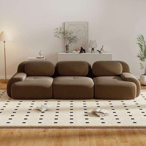 Canapé d'angle convertible 3 places, canapé modulable moderne avec assise large et profonde, canapé compressé en velours côtelé rembourré...