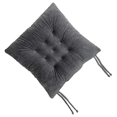 Rulleny Set Of 4 Chair Pads And Seat Cushions With Ties Non Slip Comfortable And Soft For Indoor, Dining Living Room, Kitchen, Office Chair, Den, Travel, Washable (Dark Grey, 4) #TOP1