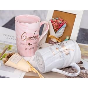 Grandma and grandpa est 2025 mugs new grandparent announcement first time pregnancy gifts coffee mug set elegant gifts for baby shower mothers day fathers day 125oz ceramic coffee cup  urban country home decor