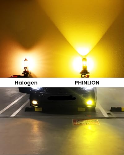 Image of PHINLION 9006 Yellow Fog Light Bulbs 3800 Lumens Super Bright HB4 9006LL LED Bulb Replacement for Car Truck SUV Fog Lights or DRL Lamps, 3000K Golden Yellow, Pack of 2