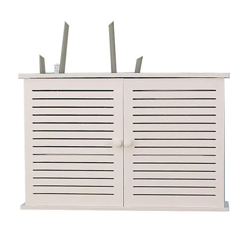 Nordivo Caja de almacenamiento WiFi de pared, ocultador de router, cubierta de cables de módem, estante doble, organizador ventilado de PVC, para hogar y oficina(48x11x31.5cm/18.9x4.3x12.4in)