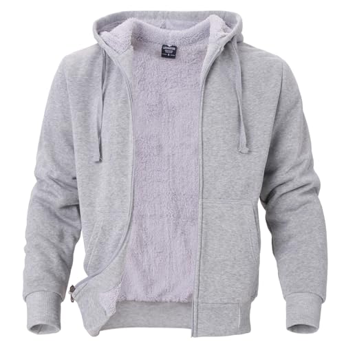 Image of Yasumond Hoodies for Men Zipper Fleece Sweatshirt Heavy Sherpa Lined Hooded Warm Winter Coats Big Tall