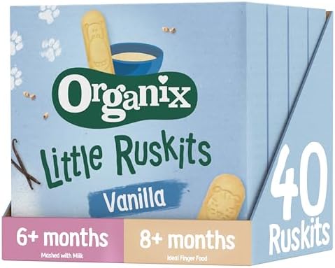 Organix Vanilla Organic Little Ruskits, Organic Baby Snack, 6+ Months, 10 x 6...