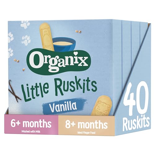 Organix Vanilla Organic Little Ruskits Organic Baby Snack 6+ Months 10 x 6 g Ruskits Per Box (4 Boxes Total)