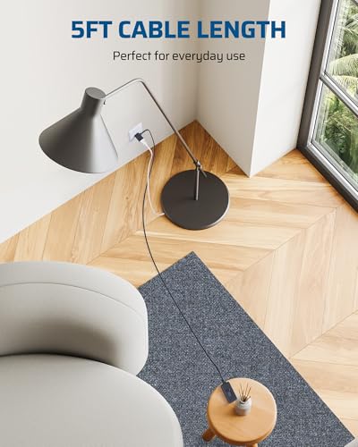 Image of DEWENWILS Plug in Dimmer Switch for Lamp, Full Range Control, Black | Slide Control, 5FT Extension Cord Dimmer for Dimmable LED /CFL Lights and Incandescent Bulbs, Fits Living Room, Bedroom, Study