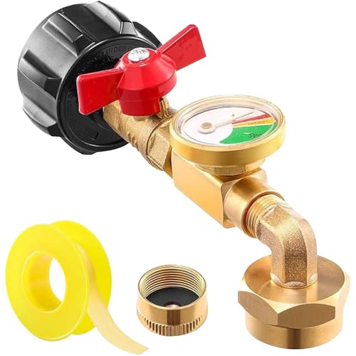 ycezw Adaptador de codo de recarga de propano, Adaptador de presión de recarga de propano,Adaptador de presión acodado de latón macizo - Adaptador de recarga de control preciso, conectores y
