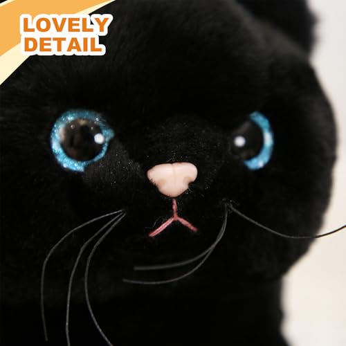 Image of PEACH CAT Black Cat Plush Cute Kitten Stuffed Animal Soft Plushies Toy Pillow Gifts for Kids 17.7 inch