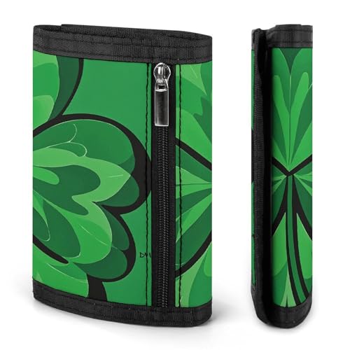 Green Shamrock Trifold Wallet for Men - Money Clip Slim Wallets with Multiple Card Slots Minimalist Small Front Pocket Wallet for Everyday Carry3