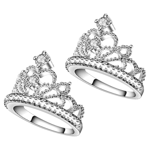 PACKOVE 1 Juego Anillo De Anillo De Mujer Anillo De Tiara De Princesa Anillo De Joyería De Moda Anillos De San Valentin Anillos De Boda Cuproníquel Silver 2 Piezas