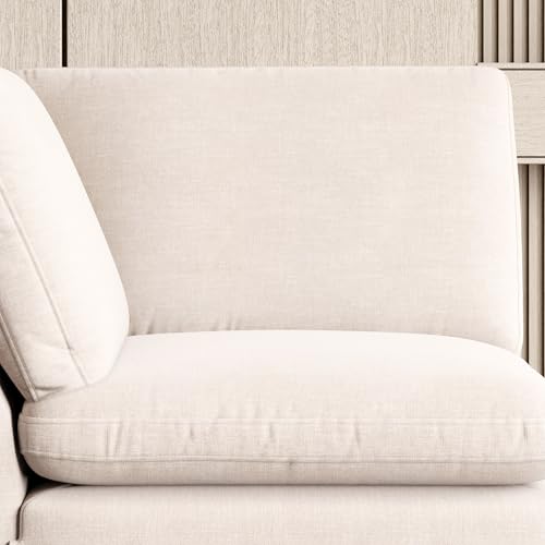 Image of Home Centre | Nolan Fabric 1-Seater Wedge Sofa | Sofa for Living Room | Solid Wood | Beige | 1 Year Warranty