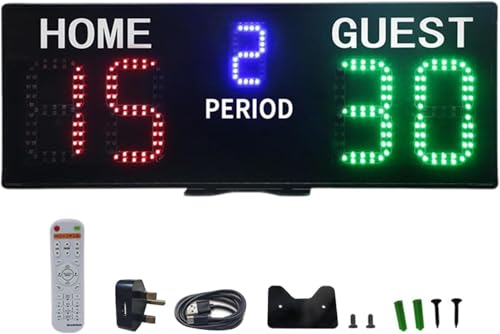 Tableau de score d'horloge numérique portable LED avec télécommande pour jeu - 2