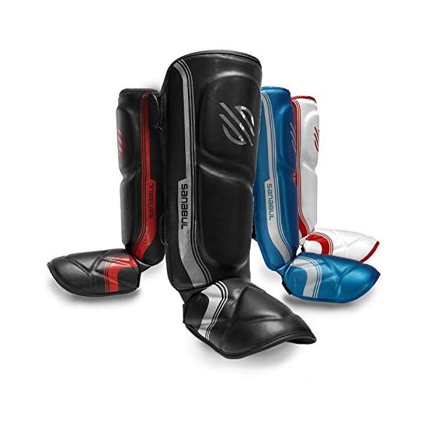 Sanabul-Core-Advanced-Series-Hook-and-Loop-Strap-Kickboxing-Muay-Thai-MMA-Shin-Guards Sanabul Core Advanced Kickboxing Shin Guards | High-Impact Foam, Ergonomic Design, and Secure Hook and Loop for Optimal Training | Muay Thai Shin Guards for Adults and Children (Gunmetal, L/XL)
