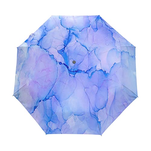 KAAVIYO Translucent Paints Blue Marble Automatic Umbrella Windproof Foldable Umbrells Auto Open Close for Girls Boys Women