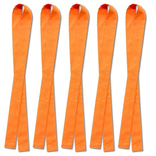 ［はちまき 5本セット］日本製 安心 約4cm×1.1m 12色展開 丈夫 綿100% 運動会 受験 応援 (橙)（Amazon）
