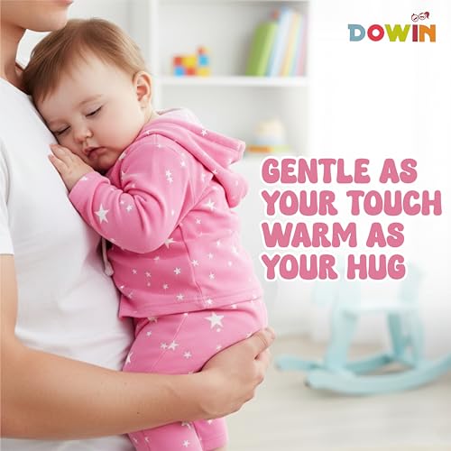 Image of Dowin Baby Boy's and Baby Girl's Front Open Thermal Polyfill Suit for Winters | Body Warmer for Baby | Full Sleeves Infant Woolen Set | Hoodie Clothing Set for New Born Baby | Lightweight (Pack of 1)